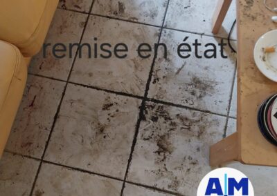 Remise en état complet d'une maison par A.M Nettoyage Multiservices, entreprise de nettoyage. Élimination des taches tenaces et de la saleté incrustée sur les sols, assainissement complet de la salle de bain, nettoyage et remise en état de la cuisine et lieu de séjour.